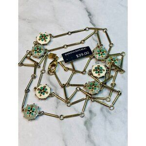 Gold-Tone Banana Republic Floral Enamel Necklace -306